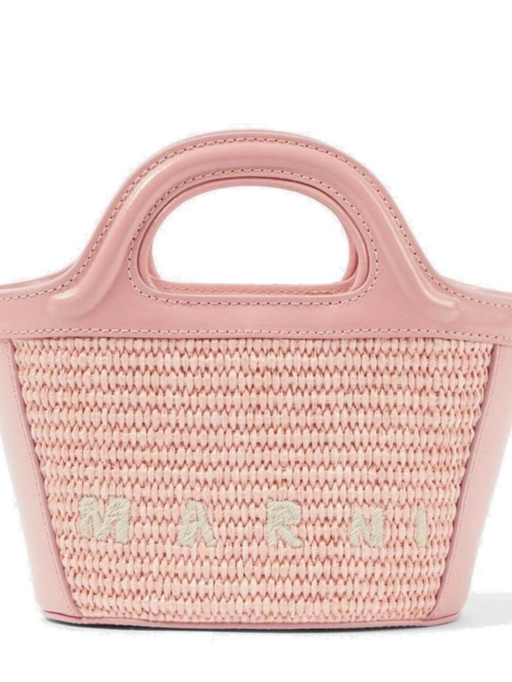 Marni Mini Basket Pink Straw Crossbody Tote Bag Removable Strap